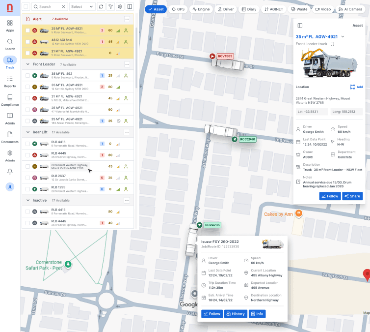 Netcorp telematics platform dashboard
