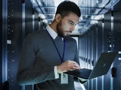 A Netcorp team member reviewing fleet trip data